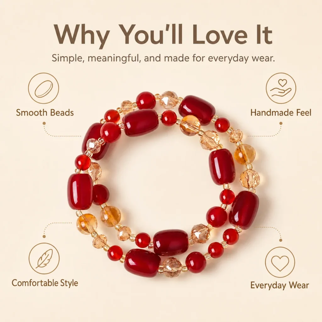 red agate double wrap bracelet yellow crystal feature image