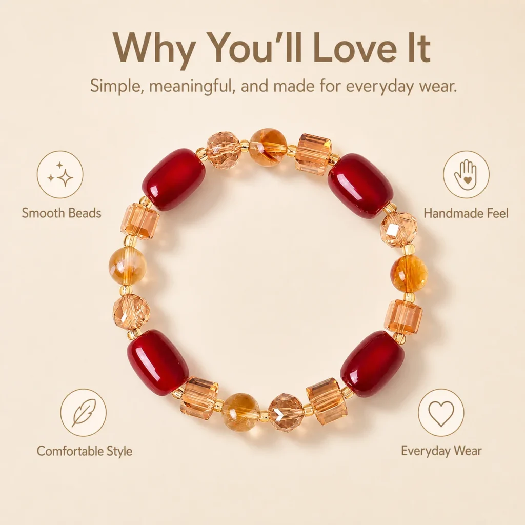 Red Agate Bracelet - Yellow Crystal Accent 3 red agate bracelet yellow crystal feature image