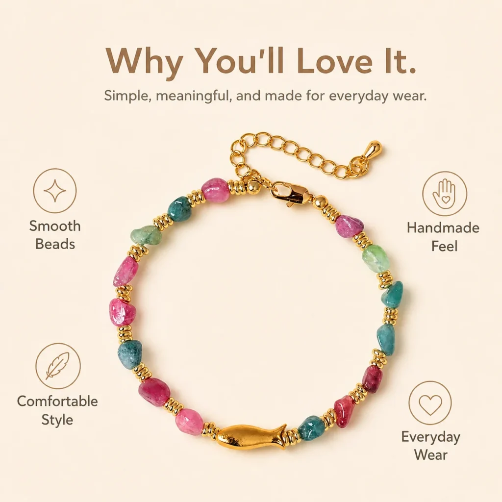 rainbow tourmaline fish charm bracelet feature image