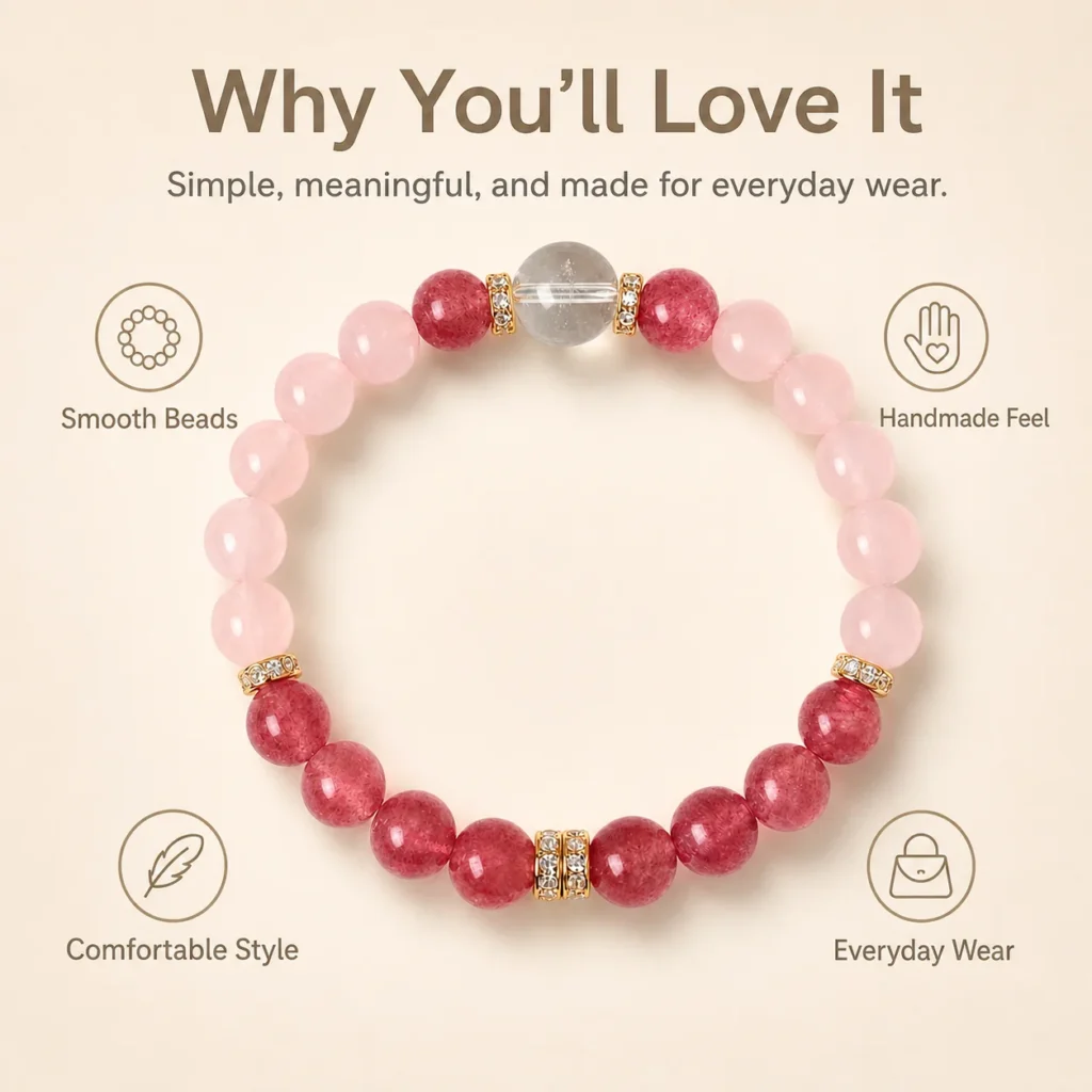 Pink Quartz & Strawberry Quartz Bracelet 3 pink quartz strawberry quartz bracelet feature image