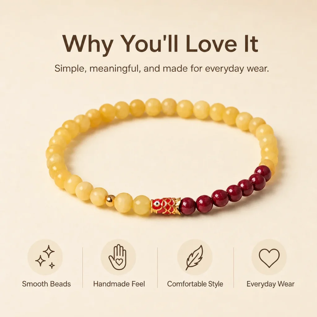 yellow jade cinnabar koi bracelet feature image
