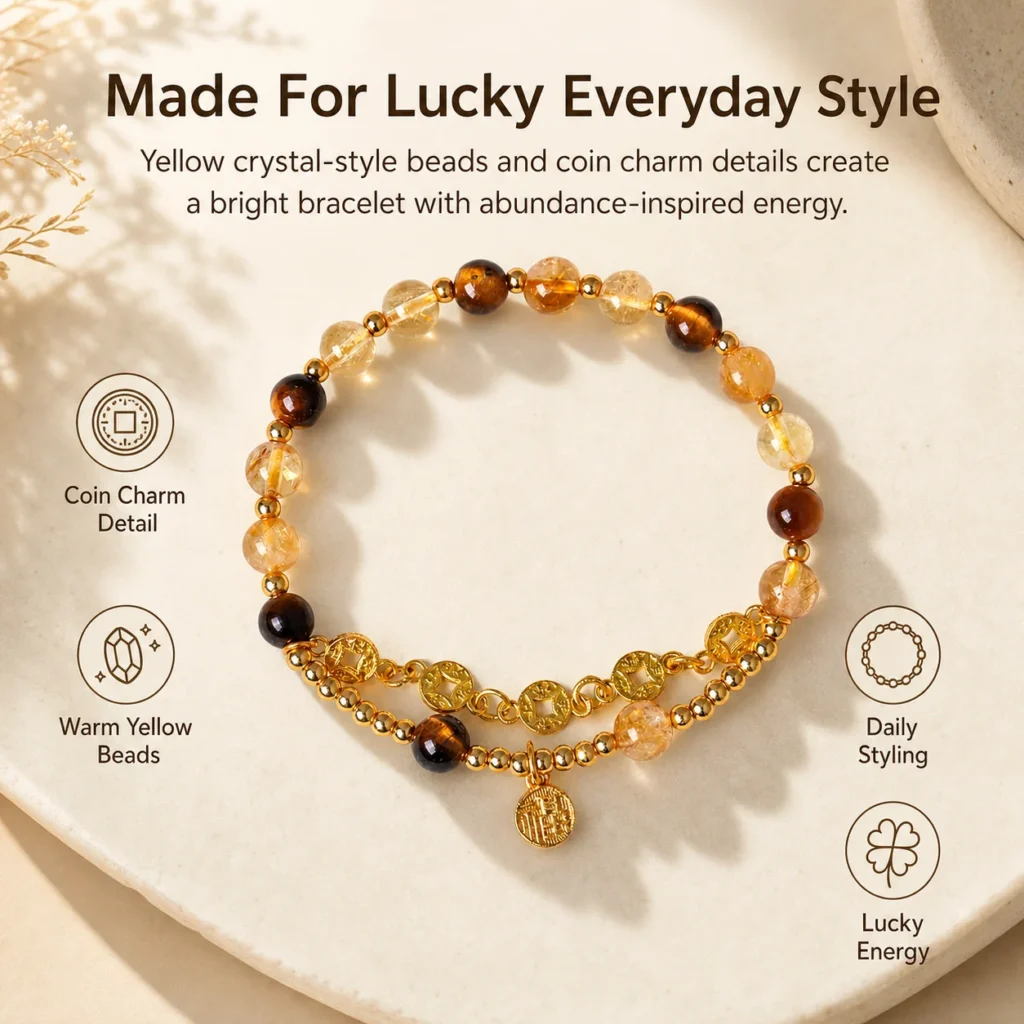 Yellow Tower Crystal Coin Luck Bracelet 3 yellow tower crystal coin luck bracelet feature image