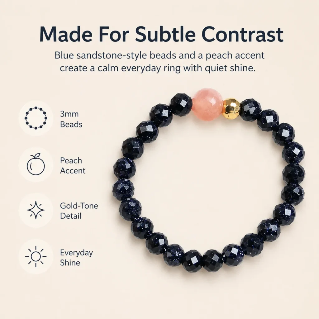 Blue Sandstone Sunstone Beaded Ring 3 blue sandstone sunstone beaded ring feature image