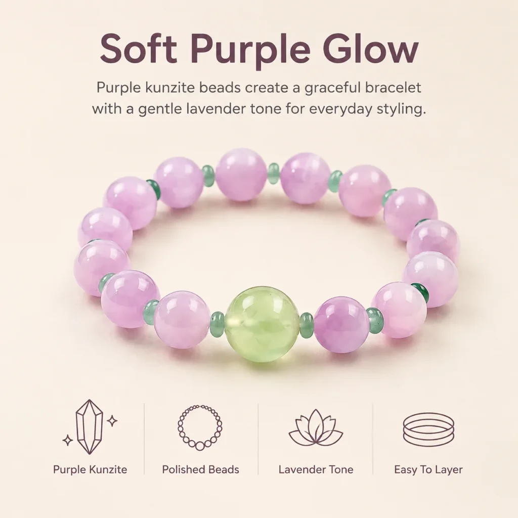 Purple Kunzite Beaded Bracelet 3 purple kunzite beaded bracelet feature image