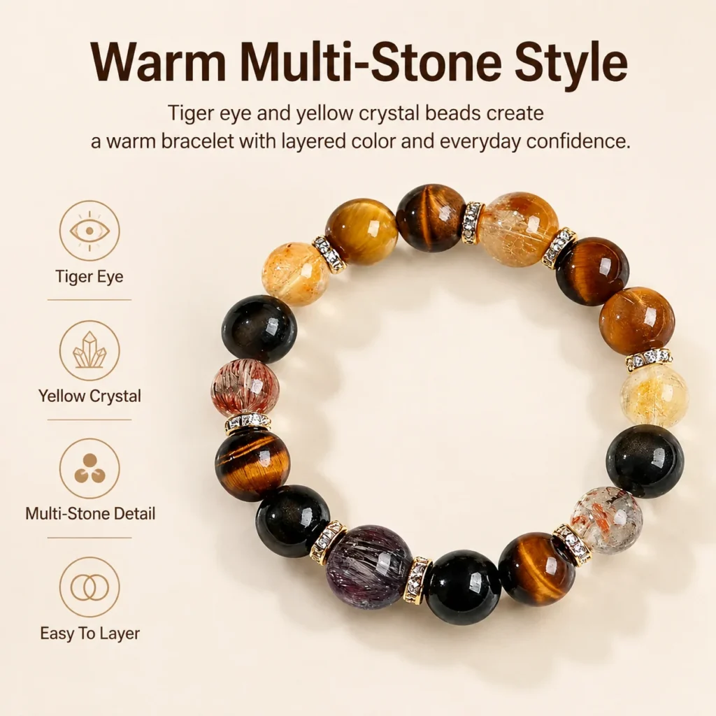 tiger eye yellow crystal multi-stone bracelet feature image