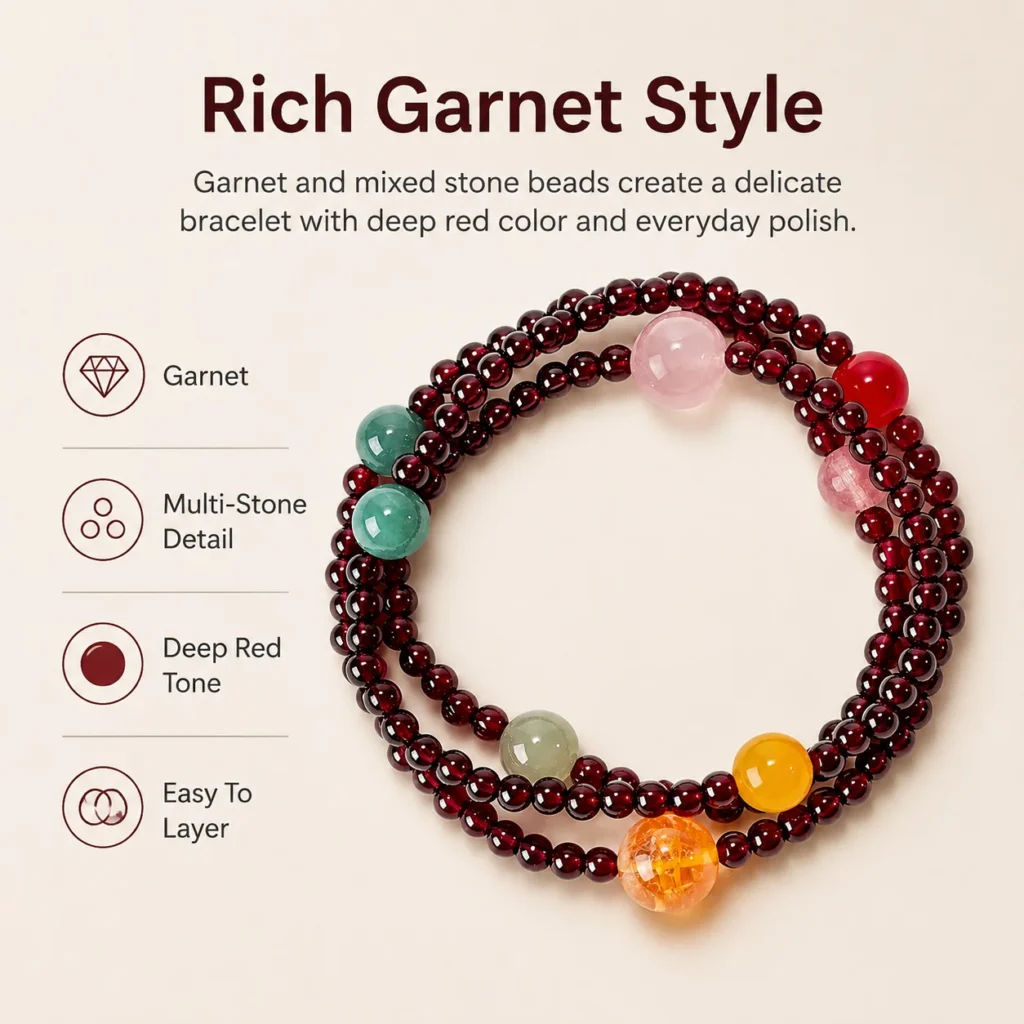Garnet Multi-Stone Beaded Bracelet 3 garnet multi-stone beaded bracelet feature image