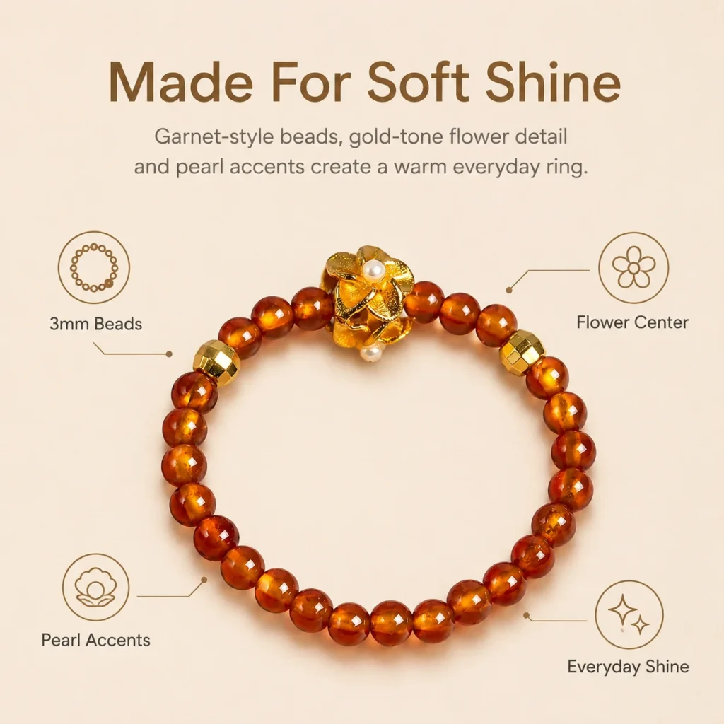 garnet flower beaded ring feature image