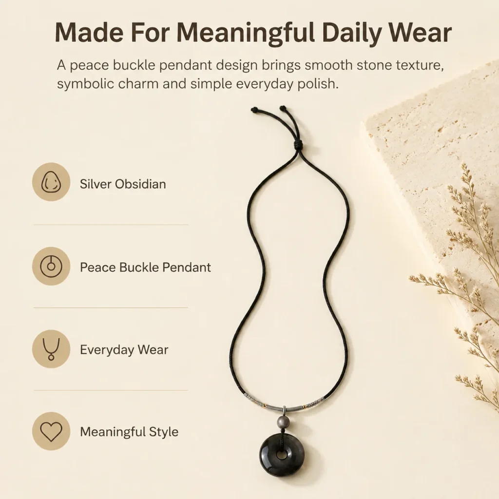 Silver Obsidian Peace Buckle Necklace 3 silver obsidian peace buckle necklace feature image