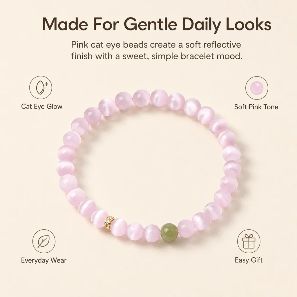 pink cat eye beaded bracelet feature image