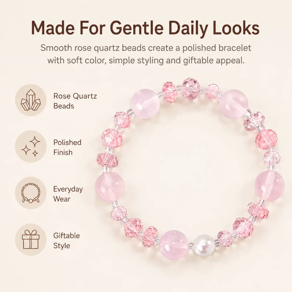 rose quartz beaded bracelet feature image