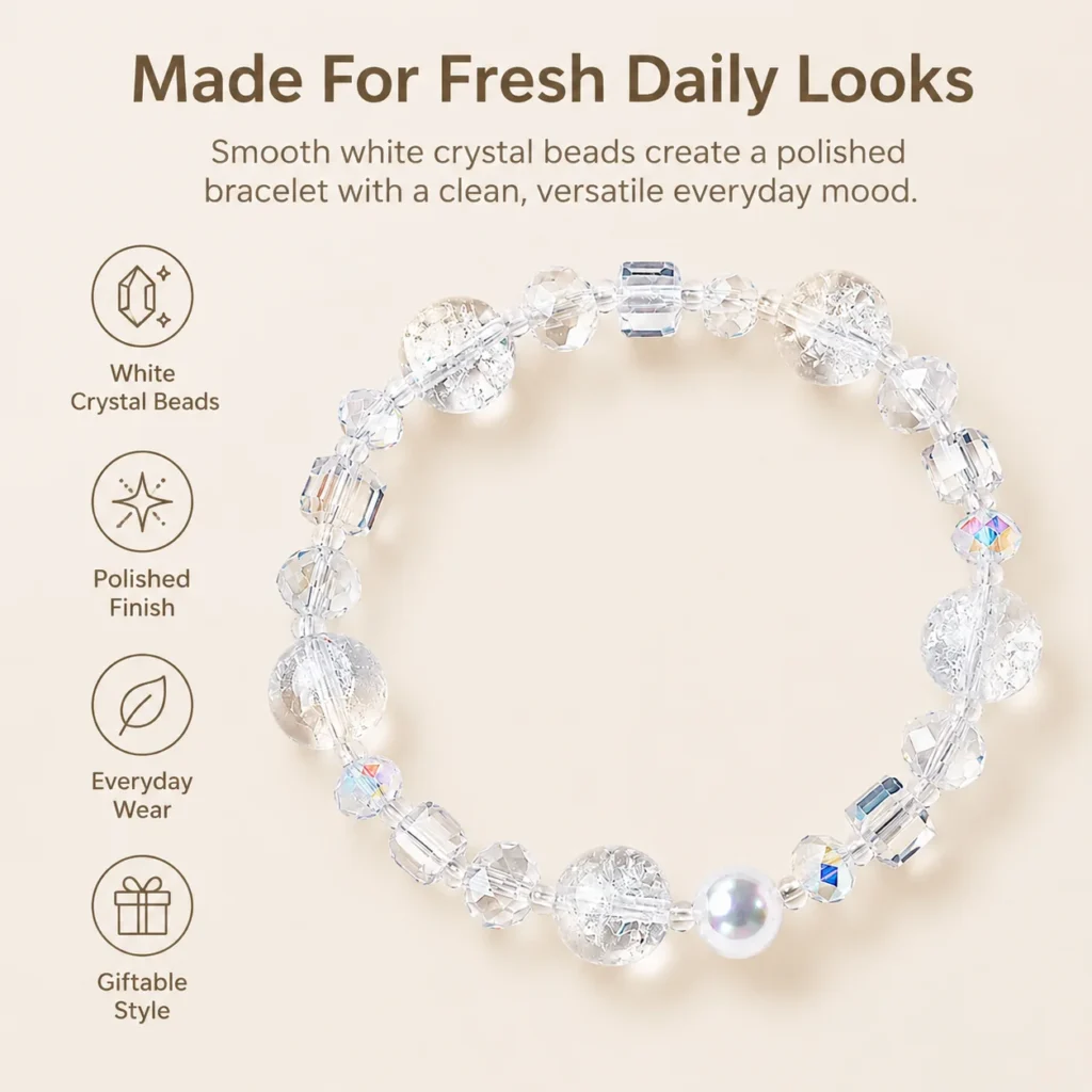 white crystal beaded bracelet feature image