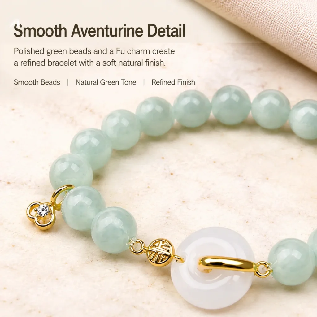 Aventurine Fu Charm Bracelet 4 aventurine fu charm bracelet material detail image