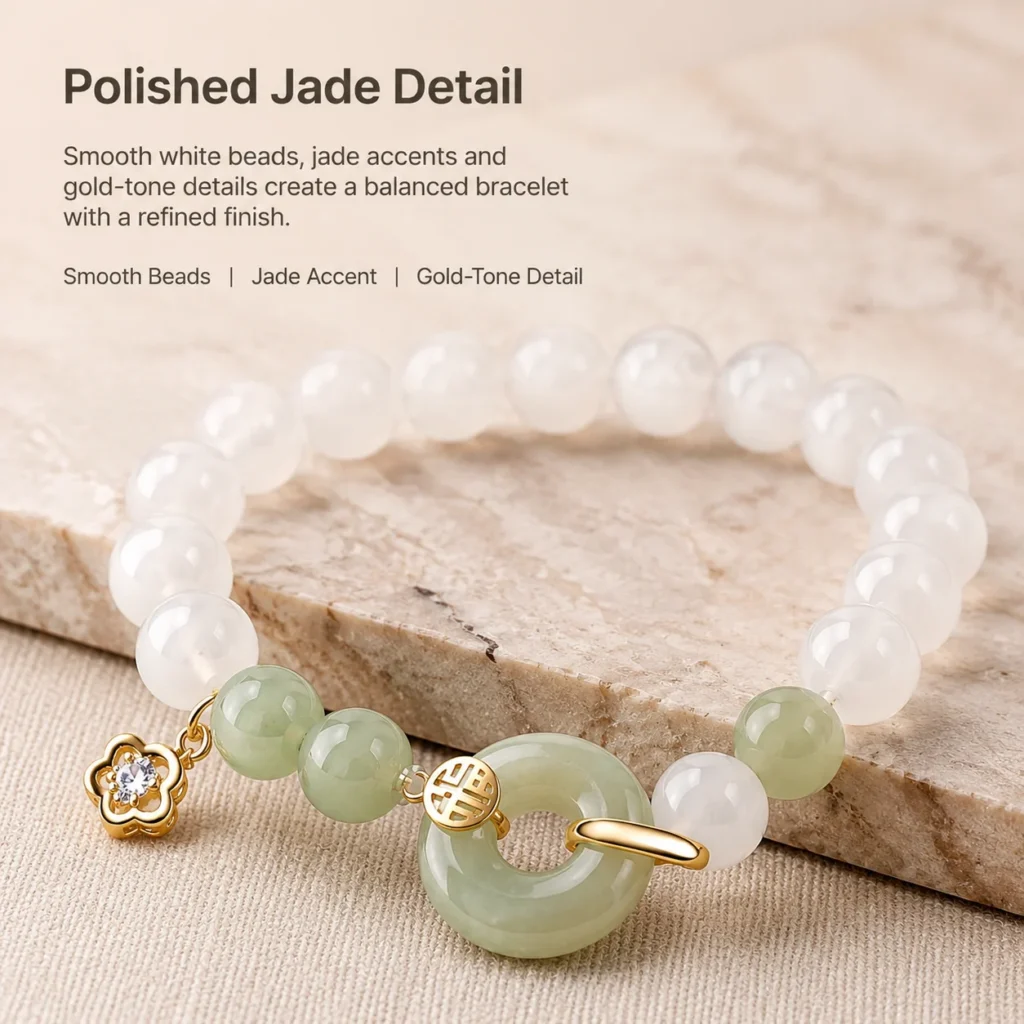 white agate hetian jade gold bracelet material detail image