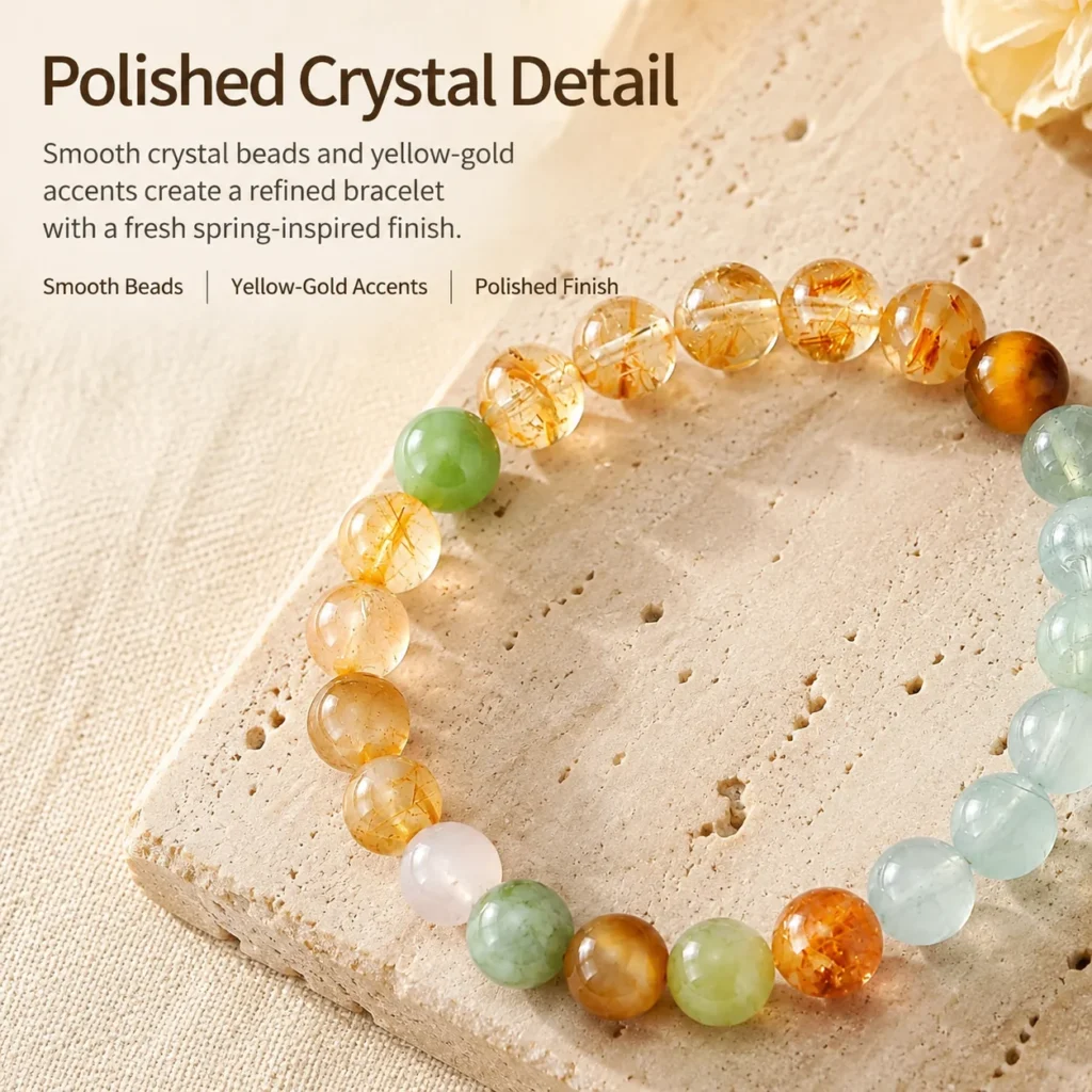 Lemon Honey Crystal Beaded Bracelet 4 lemon honey crystal beaded bracelet material detail image
