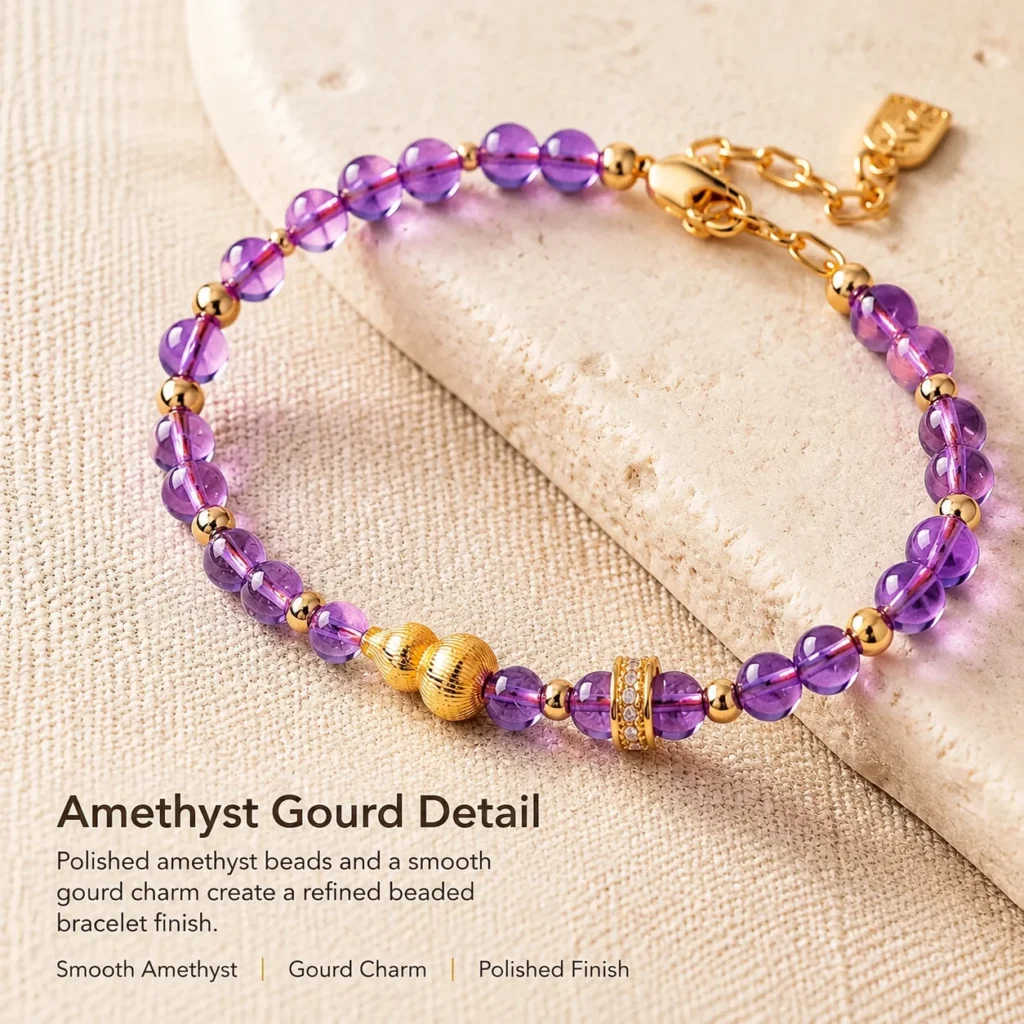Amethyst Gourd Beaded Bracelet 4 amethyst gourd beaded bracelet material detail image