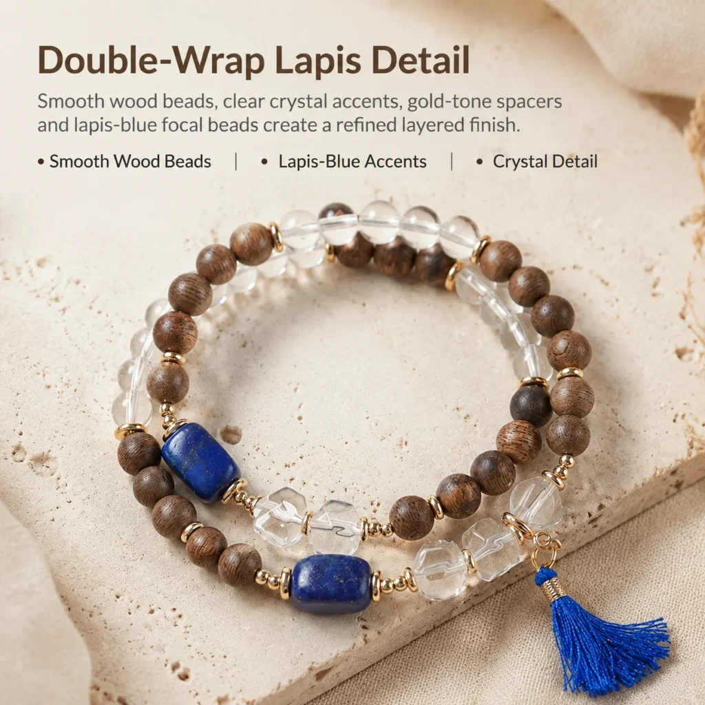 Agarwood Lapis Lazuli Double-Wrap Bracelet 4 agarwood lapis lazuli double-wrap bracelet material detail image