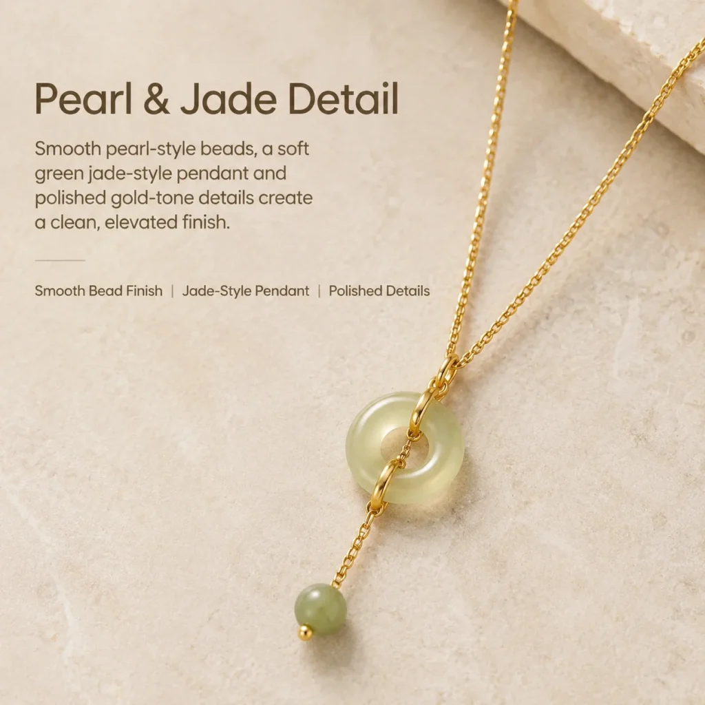 Freshwater Pearl Jade Beaded Necklace 4 freshwater pearl jade beaded necklace material detail image