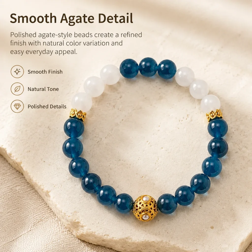 Agate Beaded Bracelet 4 agate beaded bracelet material detail image