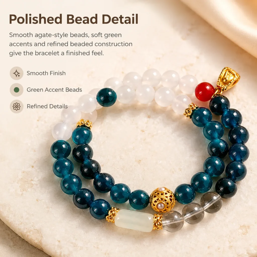 Agate Jade Double-Wrap Bracelet 4 agate jade double-wrap bracelet material detail image