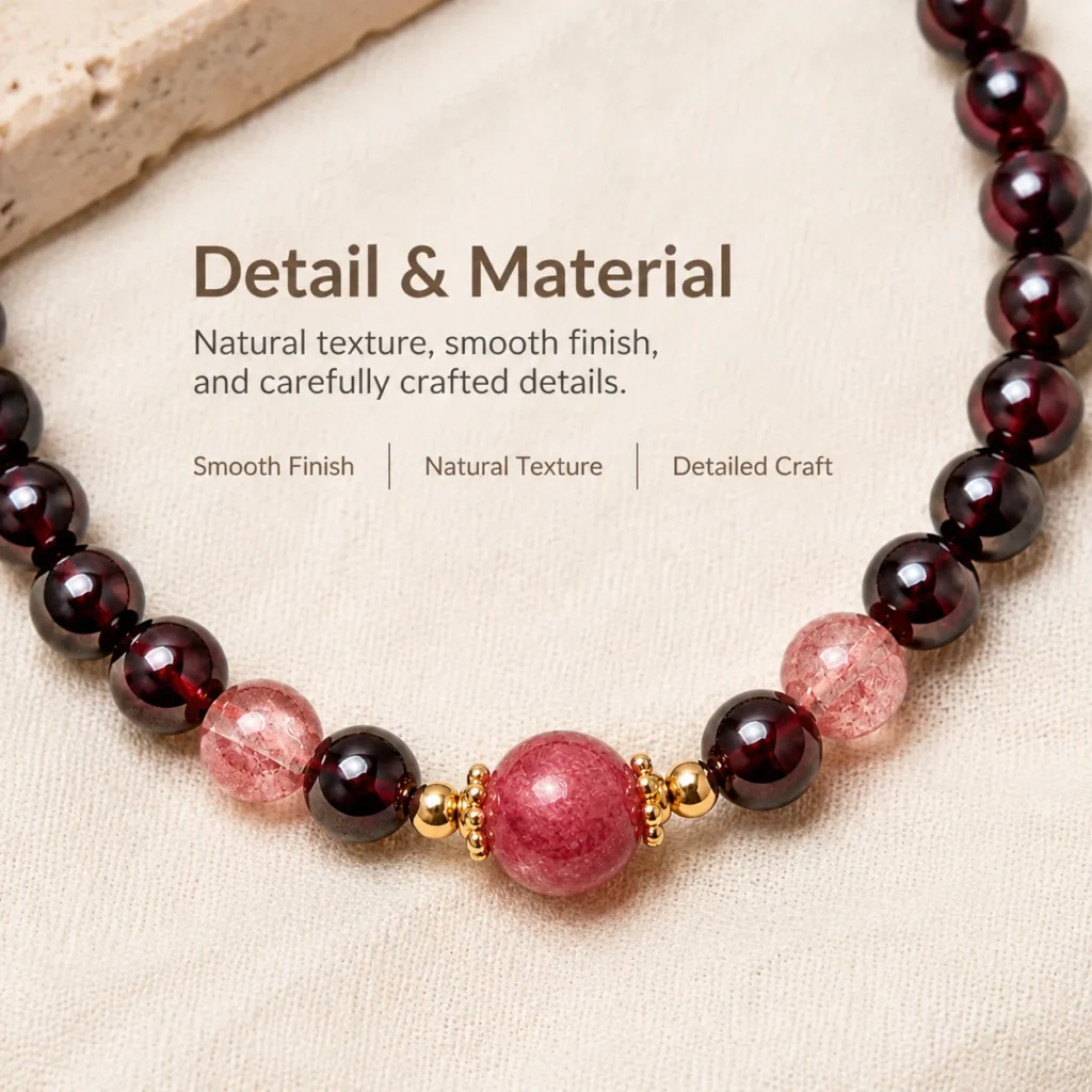 Garnet Beaded Bracelet 4 garnet beaded bracelet material detail image