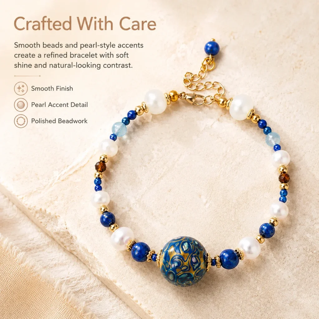Crystal Pearl Lacquer Bead Bracelet 4 crystal pearl lacquer bead bracelet material detail image
