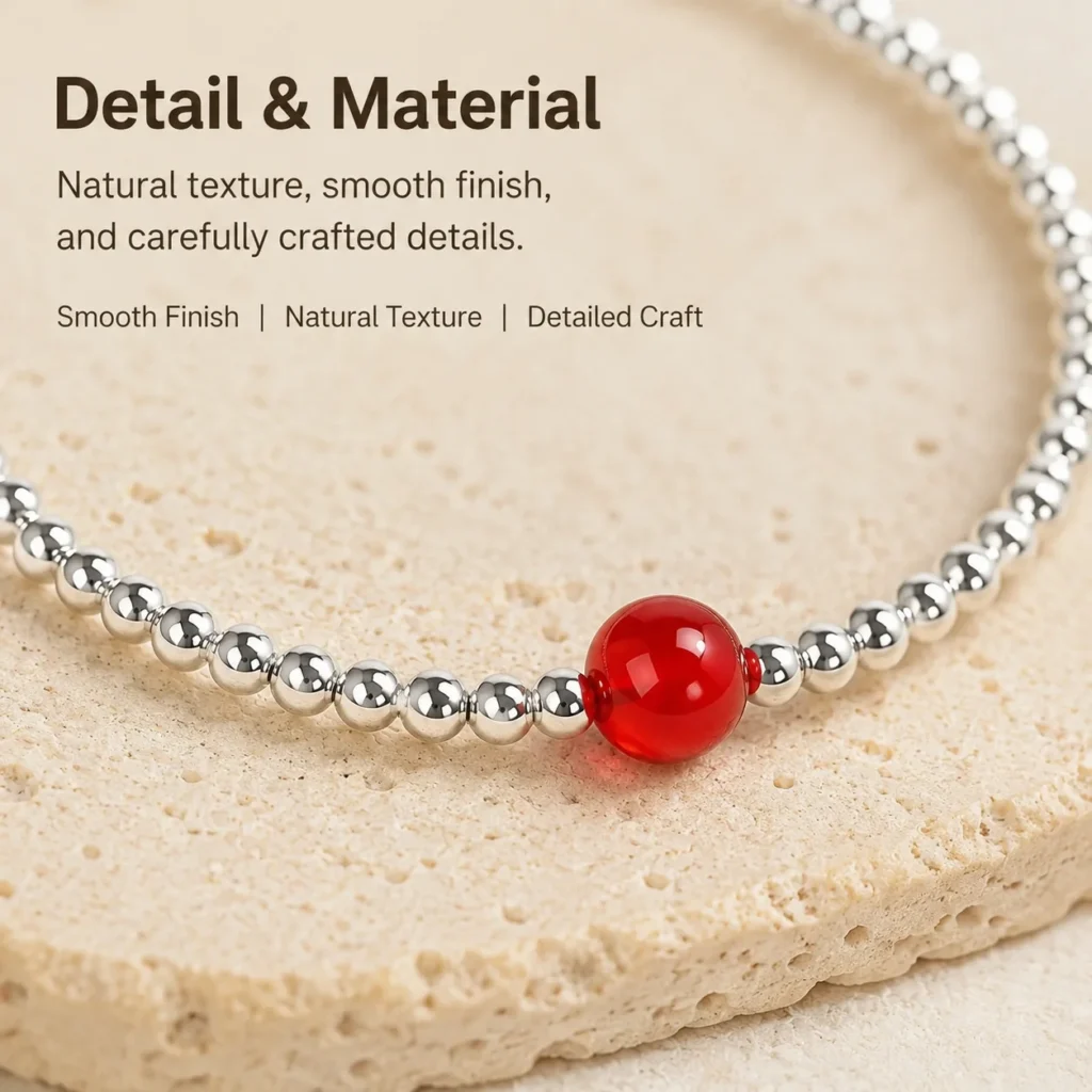 Silver Tone Bead Bracelet 4 silver tone bead bracelet material detail image