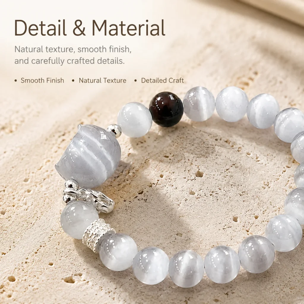 Cat Eye Stone Cat Bracelet 4 cat eye stone cat bracelet material detail image
