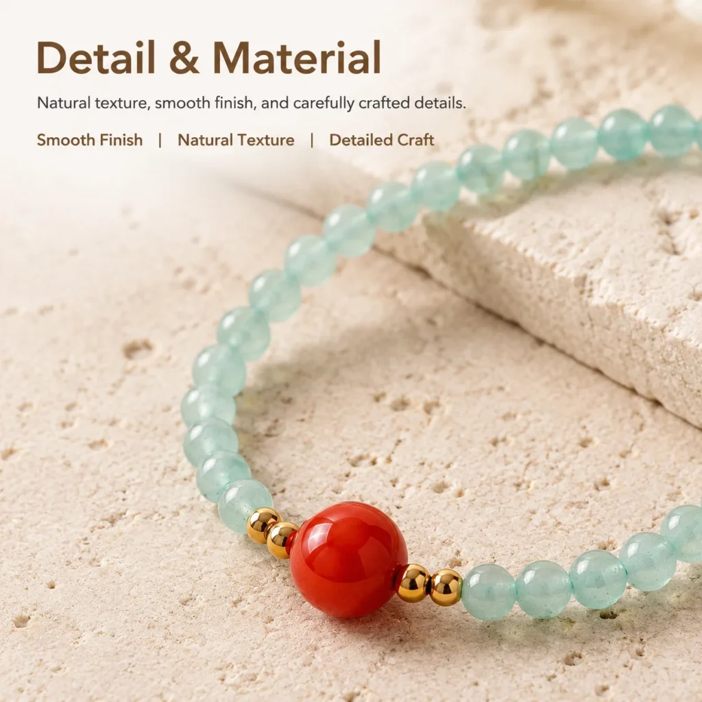 green aventurine beaded bracelet red agate material detail image
