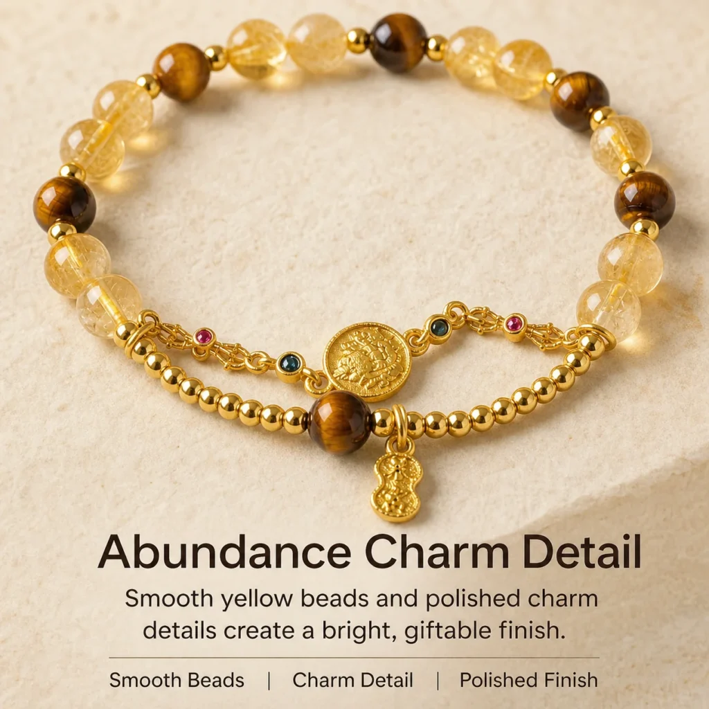 Yellow Tower Crystal Abundance Bracelet 4 yellow tower crystal abundance bracelet material detail image