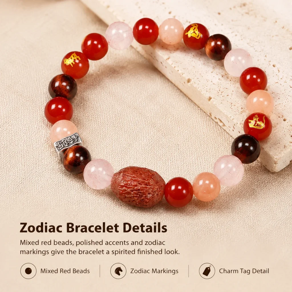 chinese zodiac horse sanhe liuhe bracelet material detail image