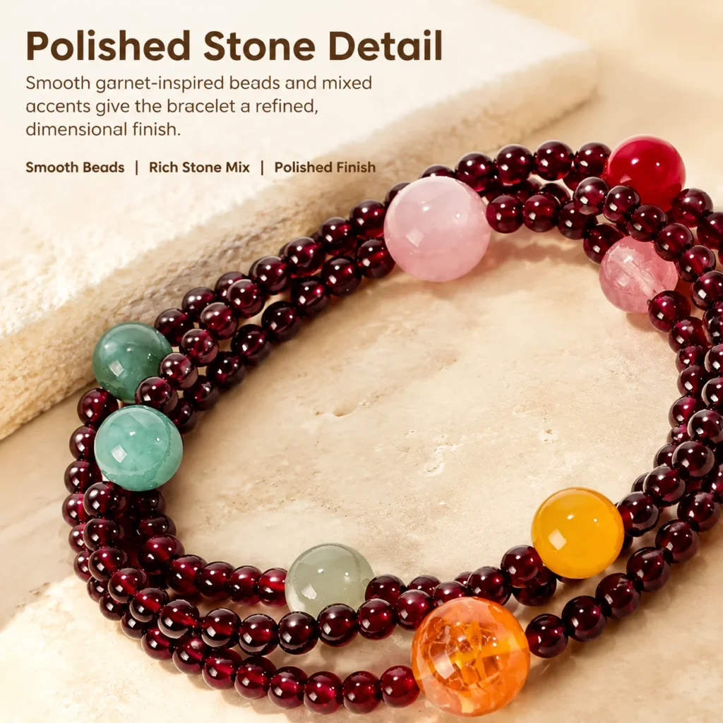 Garnet Multi-Stone Beaded Bracelet 4 garnet multi-stone beaded bracelet material detail image