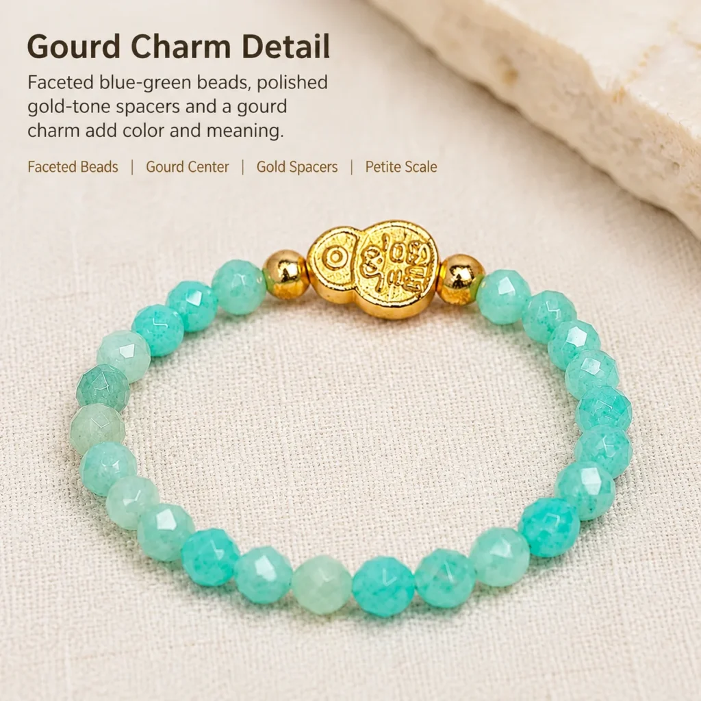 amazonite gourd beaded ring material detail image