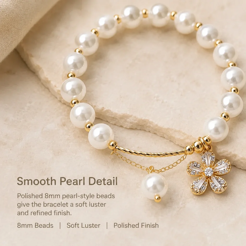 Pearl Beaded Bracelet 4 pearl beaded bracelet material detail image