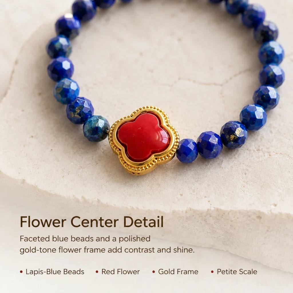 Lapis Flower Beaded Ring 4 lapis flower beaded ring material detail image