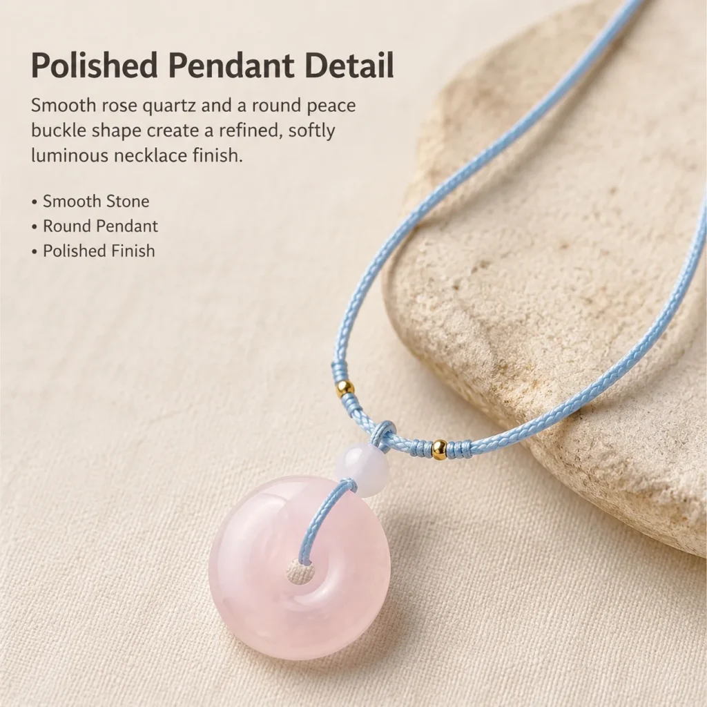 Rose Quartz Peace Buckle Necklace 4 rose quartz peace buckle necklace material detail image