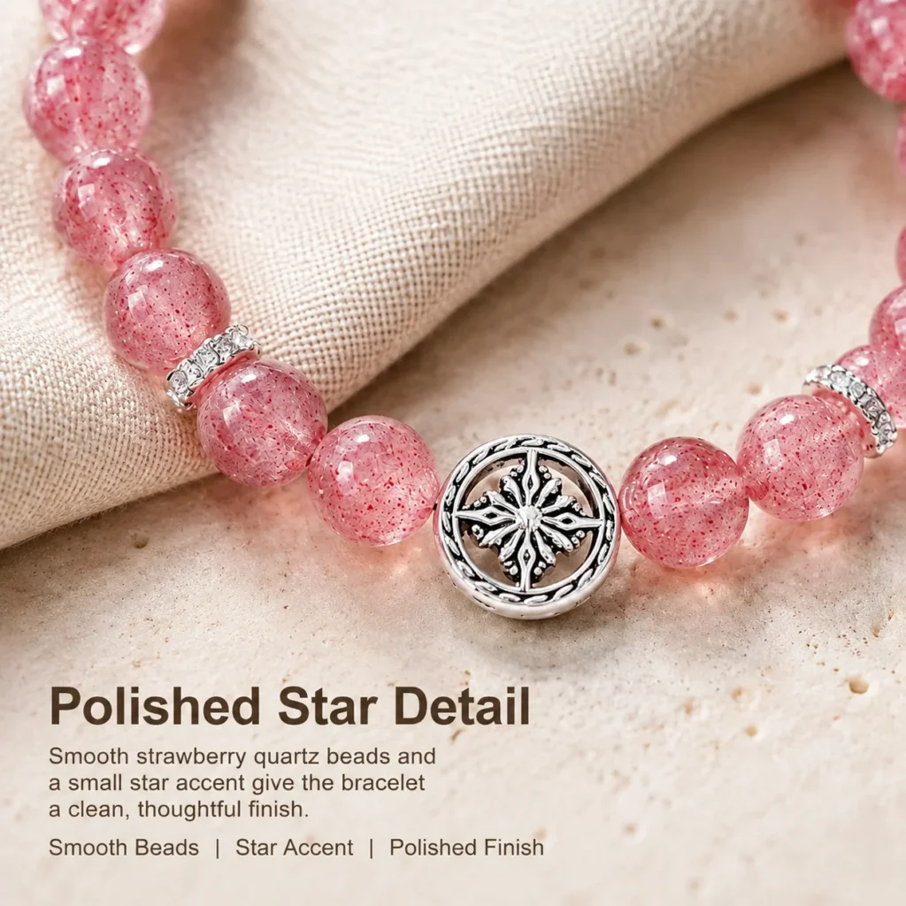 star guard strawberry quartz bracelet material detail image