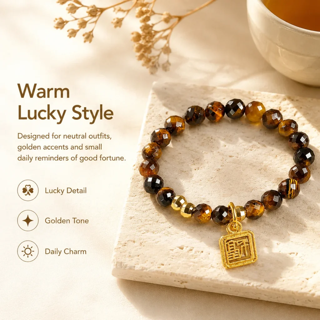 Yellow Tiger Eye Blessing Tag Beaded Ring 5 yellow tiger eye blessing tag beaded ring lifestyle still life image