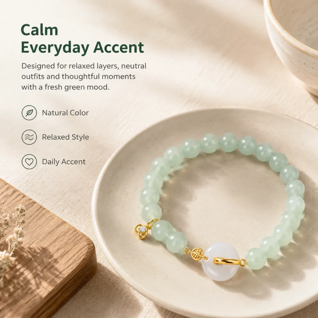 Aventurine Fu Charm Bracelet 5 aventurine fu charm bracelet lifestyle still life image