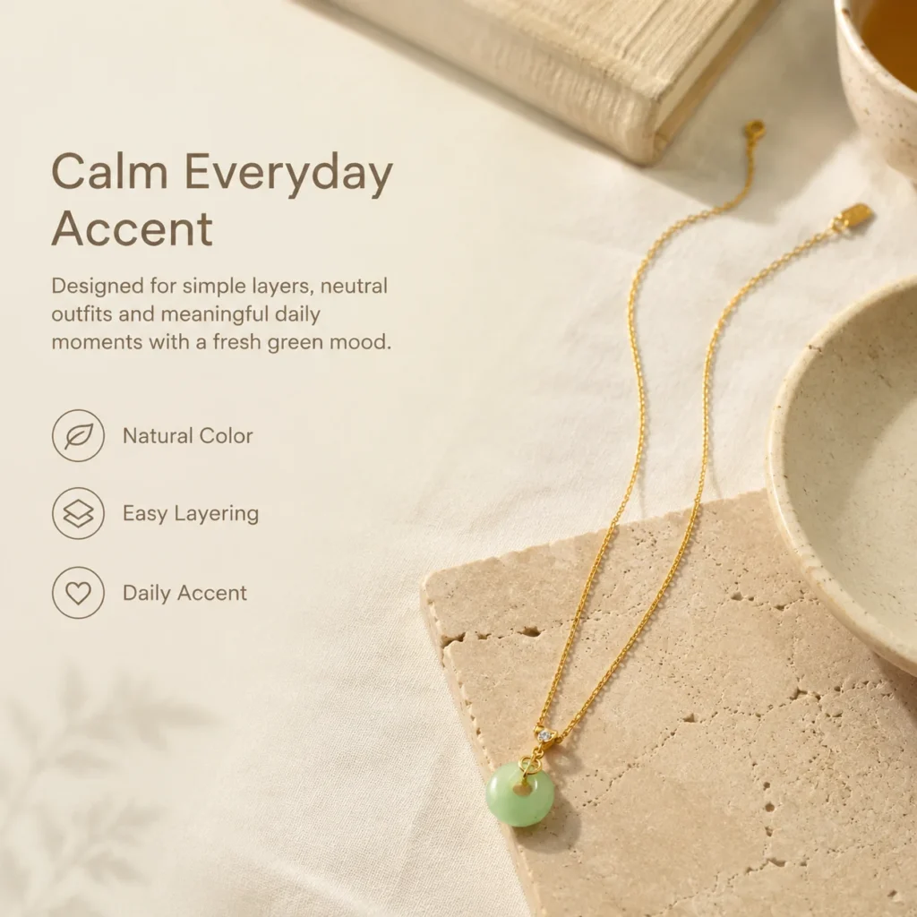 Aventurine Fu Charm Pendant Necklace 5 aventurine fu charm pendant necklace lifestyle still life image