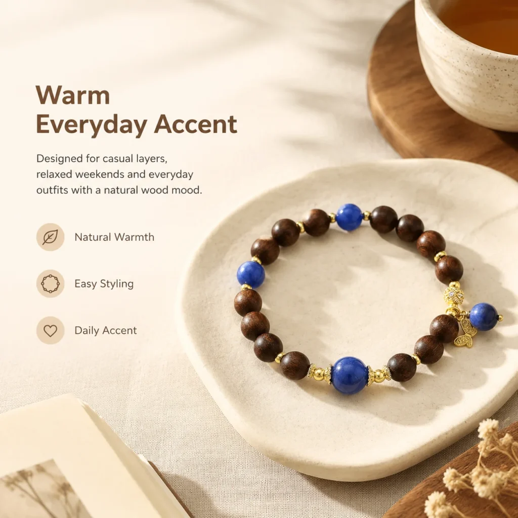 Golden Sandalwood Lapis Butterfly Bracelet 5 golden sandalwood lapis butterfly bracelet lifestyle still life image
