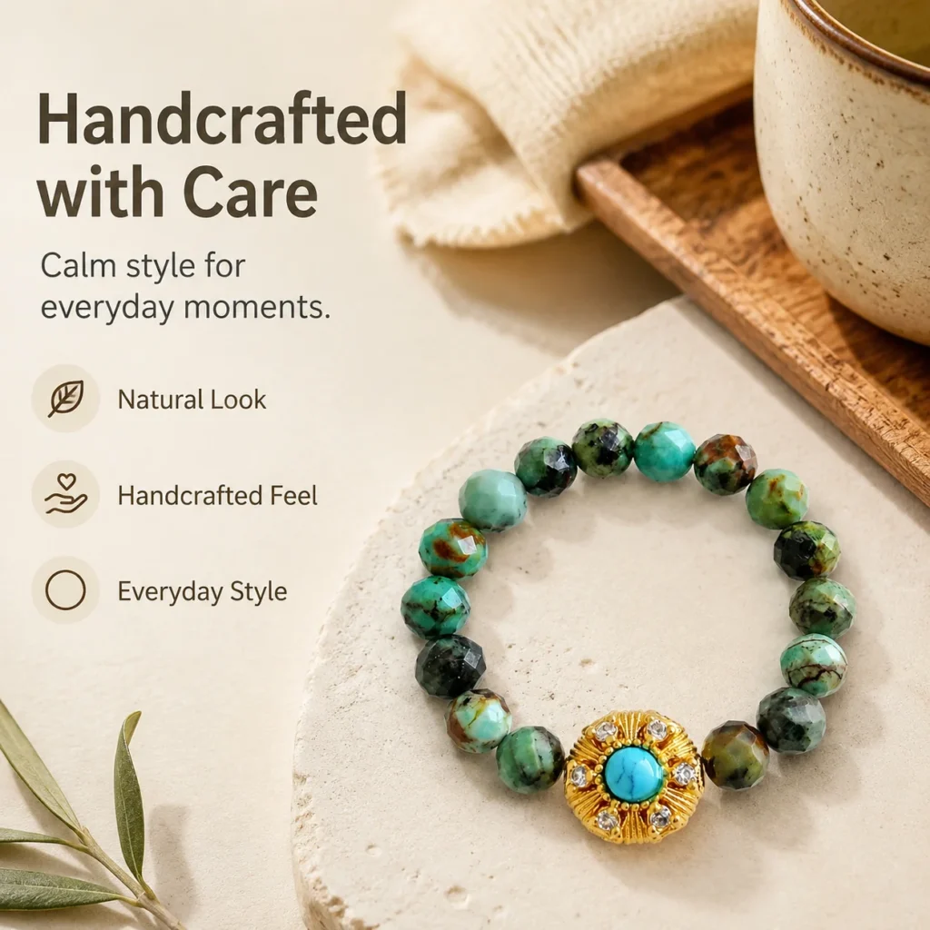 turquoise beaded ring lifestyle still life image