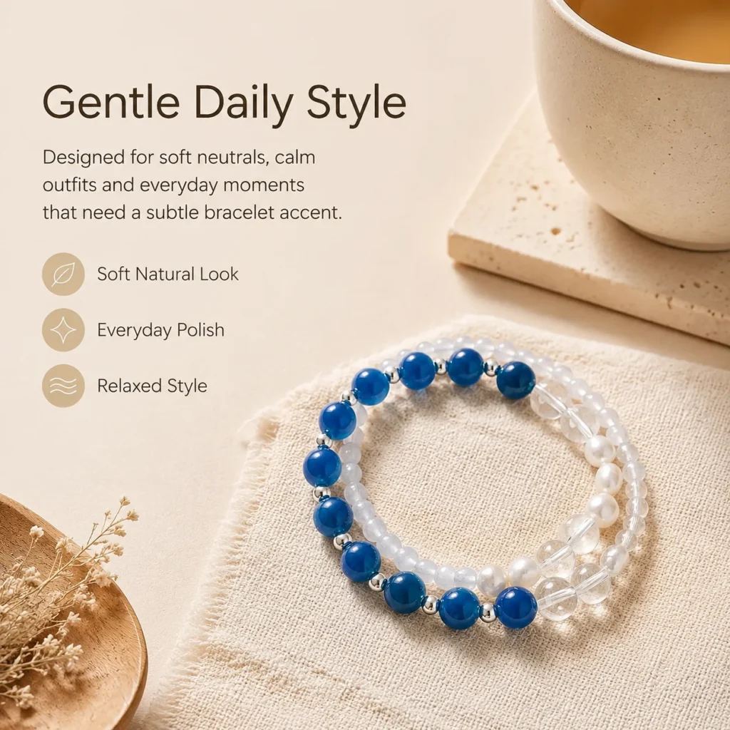 Freshwater Pearl Agate Double-Wrap Bracelet 5 freshwater pearl agate double-wrap bracelet lifestyle still life image