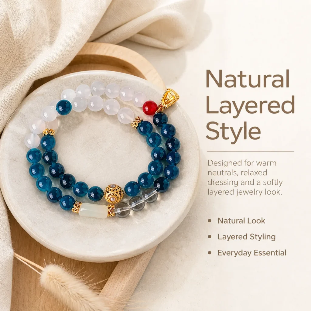 Agate Jade Double-Wrap Bracelet 5 agate jade double-wrap bracelet lifestyle still life image