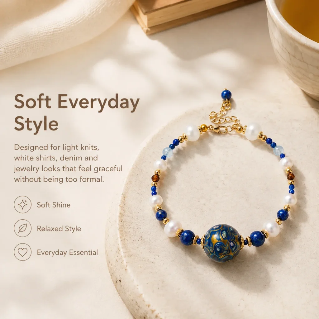 Crystal Pearl Lacquer Bead Bracelet 5 crystal pearl lacquer bead bracelet lifestyle still life image