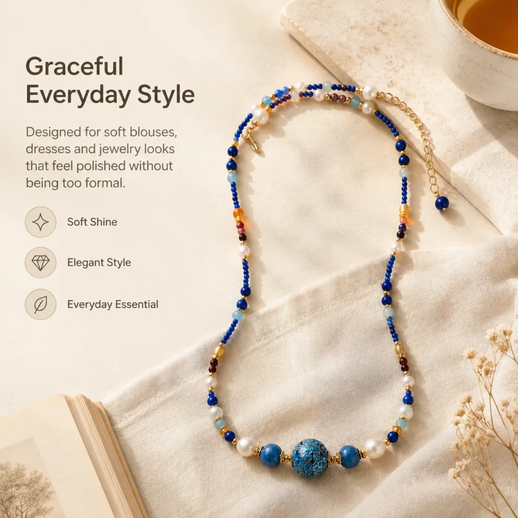 Crystal Pearl Lacquer Bead Necklace 5 crystal pearl lacquer bead necklace lifestyle still life image