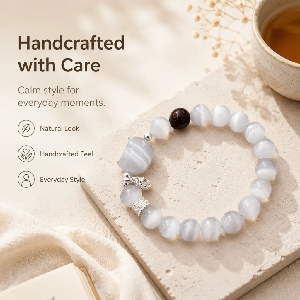 Cat Eye Stone Cat Bracelet 5 cat eye stone cat bracelet lifestyle still life image