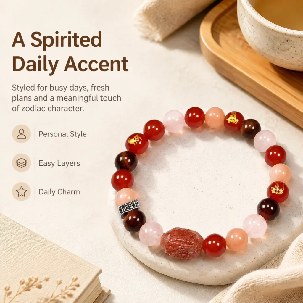 chinese zodiac horse sanhe liuhe bracelet lifestyle still life image