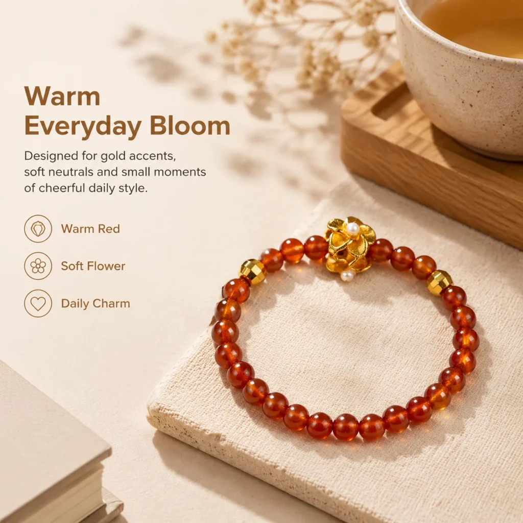 garnet flower beaded ring lifestyle still life image