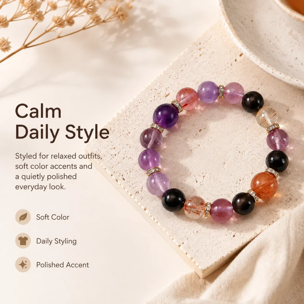 Amethyst Multi-Stone Beaded Bracelet 5 amethyst multi-stone beaded bracelet lifestyle still life image