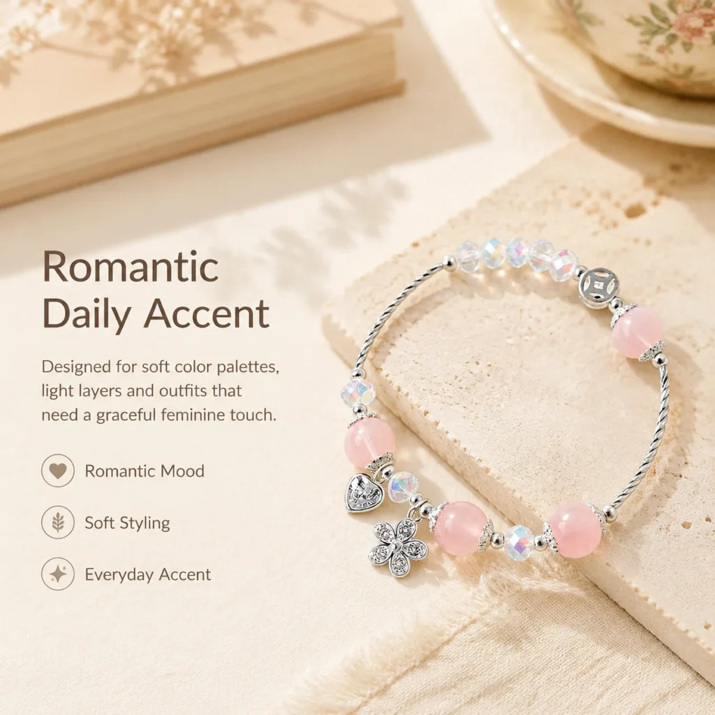 Falling Blossom Crystal Bracelet 5 falling blossom crystal bracelet lifestyle still life image